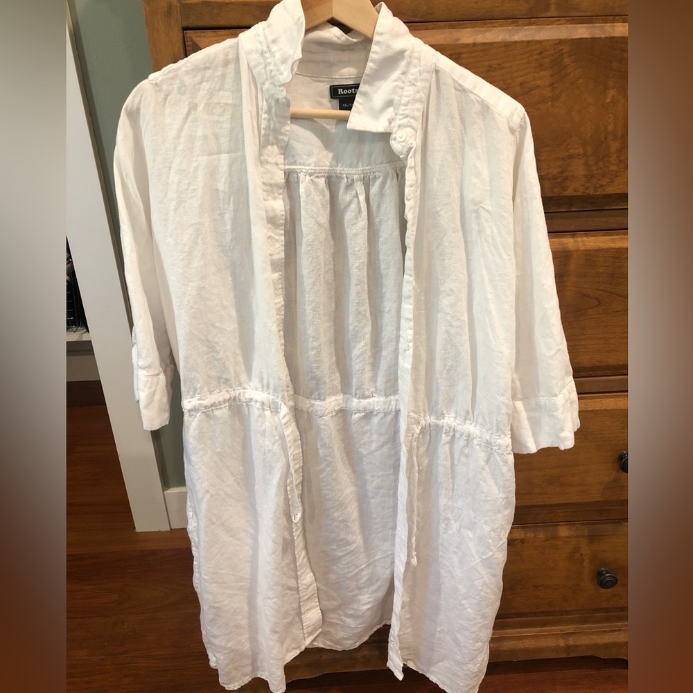 Roots white linen coverup